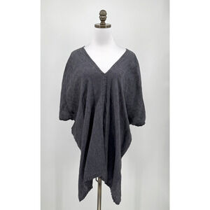 Alma Anki Spets Mia Dark Gray Linen Relaxed V Neck Kaftan Top Sz S/M